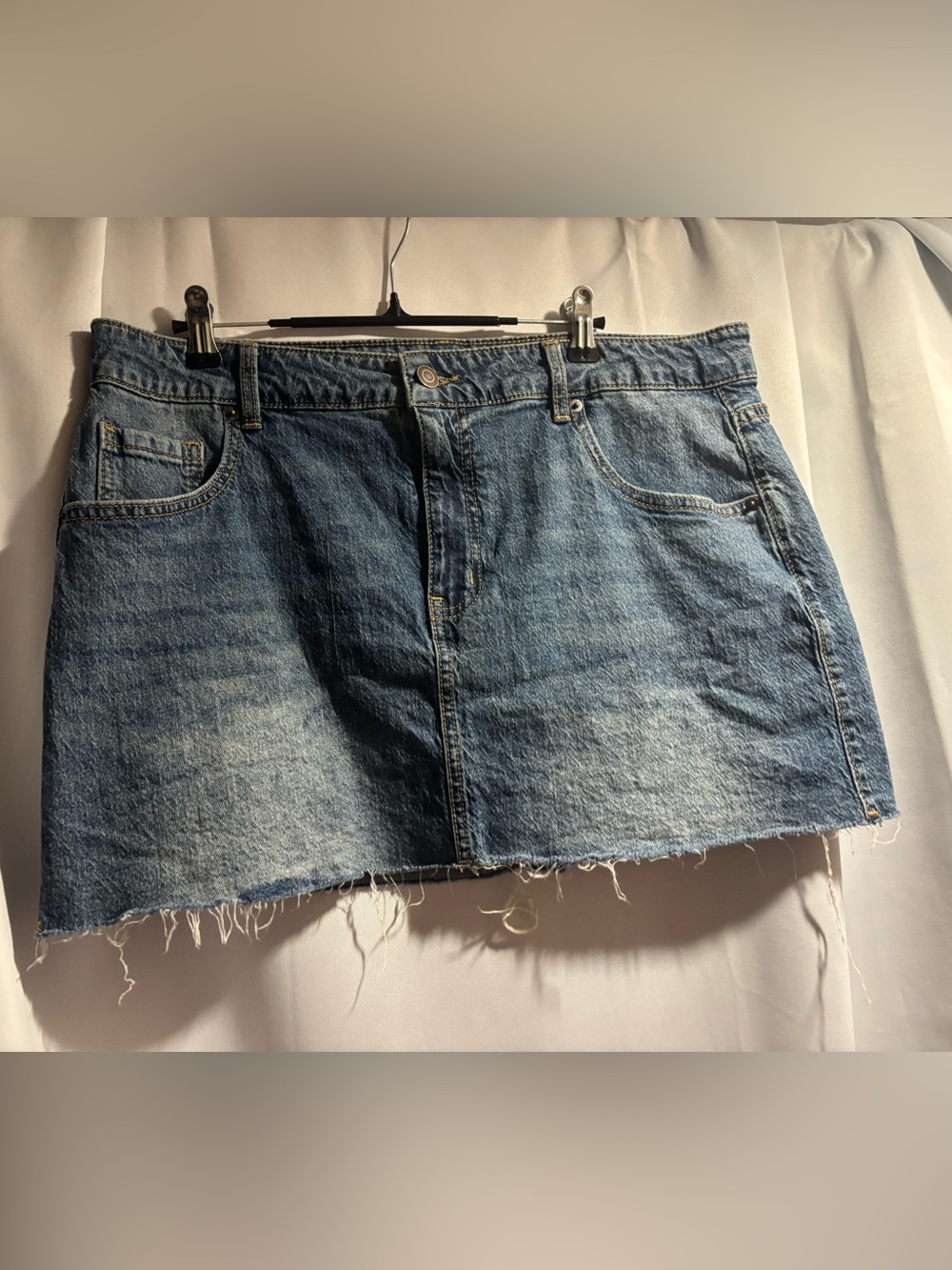 Levi's Faded Blue Denim Mini Skirt with Raw Hem
